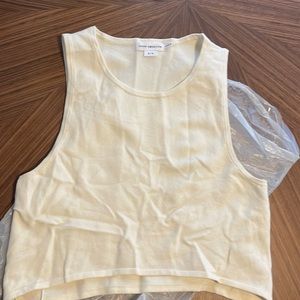 Good American flare out crop top cream color material is so soft it’s amazing